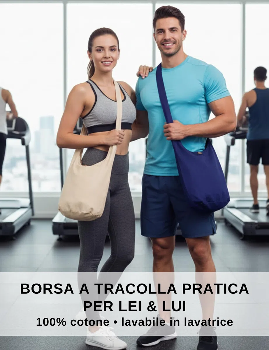 PANASIAM Borsa a tracolla donna & uomo | Borsa grande e leggera in cotone – Stile a spalla con cerniera e tasca interna extra, 2 misure | Accessorio unisex resistente