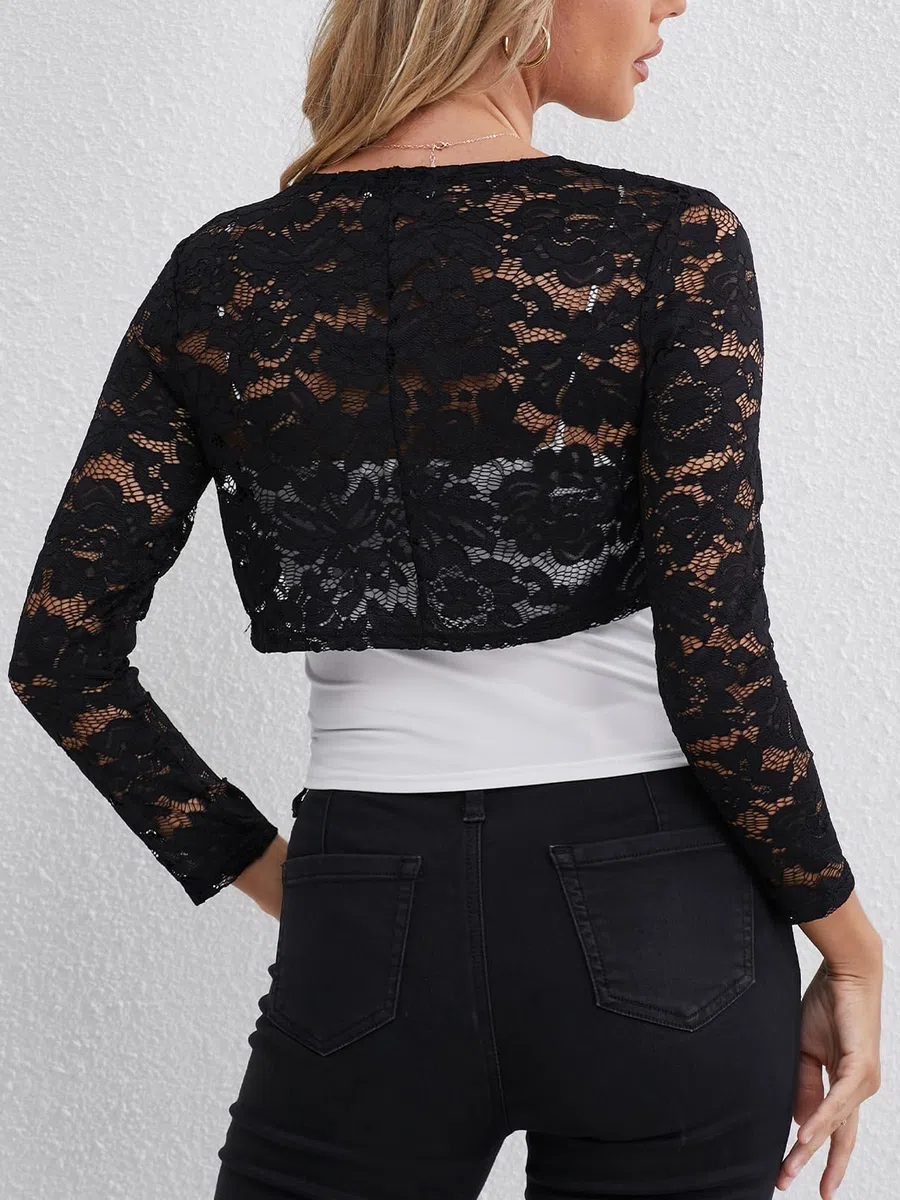 fuinloth Coprispalle Donna Elegante Cerimonia in Pizzo Bolero Sposa Giacca Corta Coprispalla Estivo