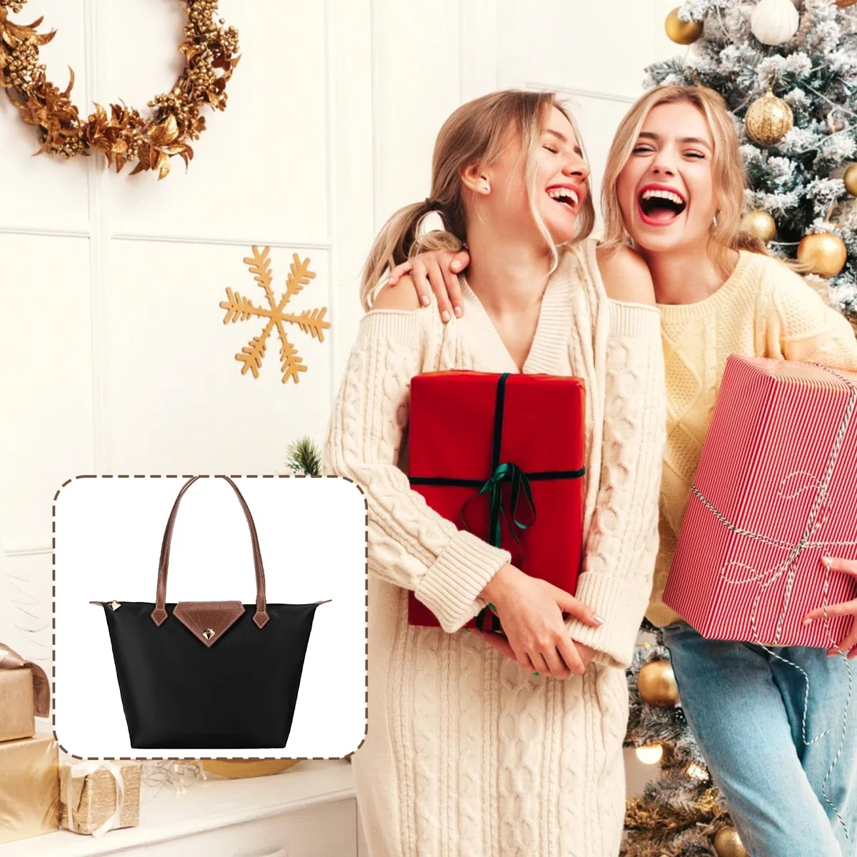 Borsa a mano da donna elegante borsa a tracolla in nylon impermeabile pieghevole da viaggio per spiaggia lavoro shopping grande