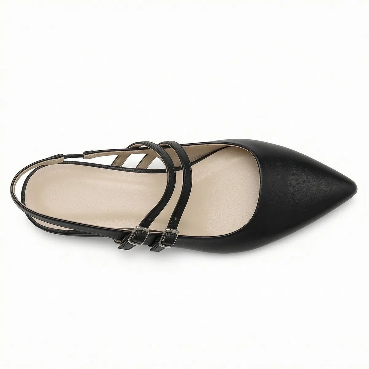 Ballerine Donna Eleganti Scarpe Estive Punta Slingback Doppia Fibbia Tacco Basso Scarpe Comode Ufficio