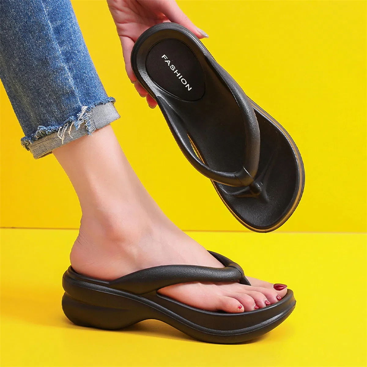 New front Infradito con Fondo Spesso per Nuovi Sandali Estivi da Donna con Tacco a Zeppa con Punta Comoda per la Casa Per Uomini e Donne Casual e Confortevole Semplice ed Elegante