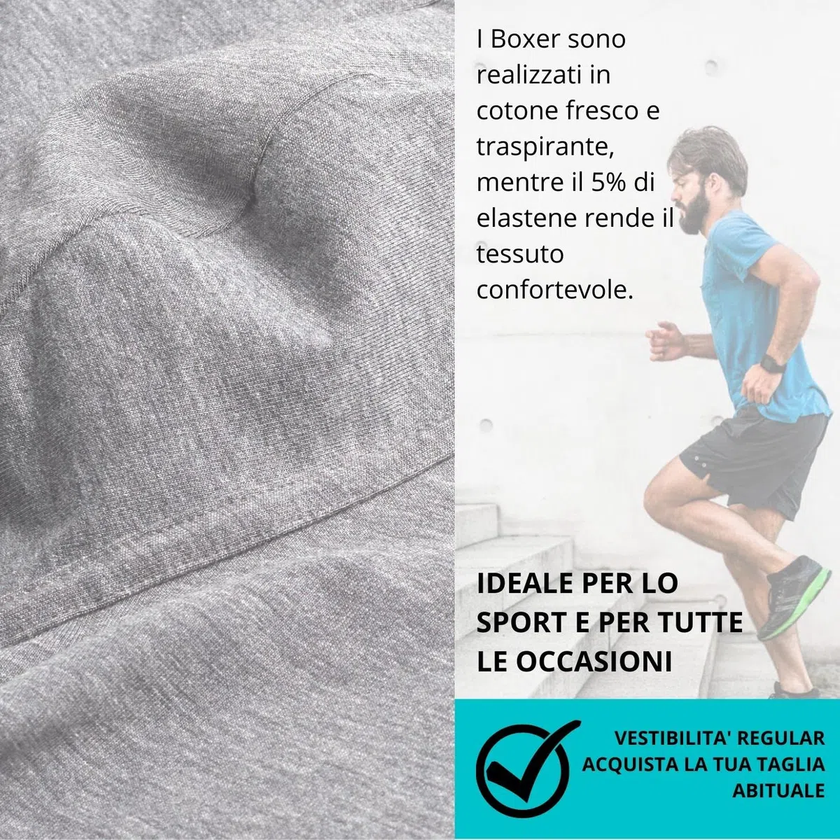 COTONELLA - Boxer Uomo Cotone Elasticizzato Pacco da 4 Bielastico Mutande Uomo Cotone Intimo Mutande Uomo Colorate alla Moda Bianchi Neri Grigio