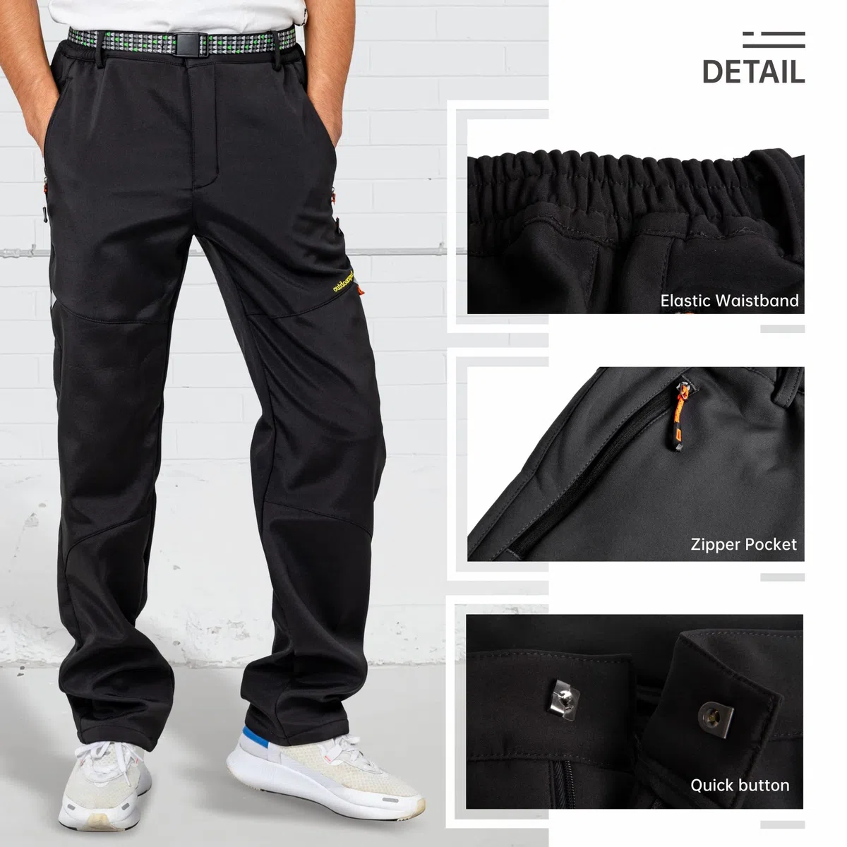 Pantaloni Invernali All'aperto da Uomo Foderato in Pile Antivento da Neve Pantaloni Soft Shell Caldo Escursionismo A Piedi Golf Pesca Arrampicata Pantaloni
