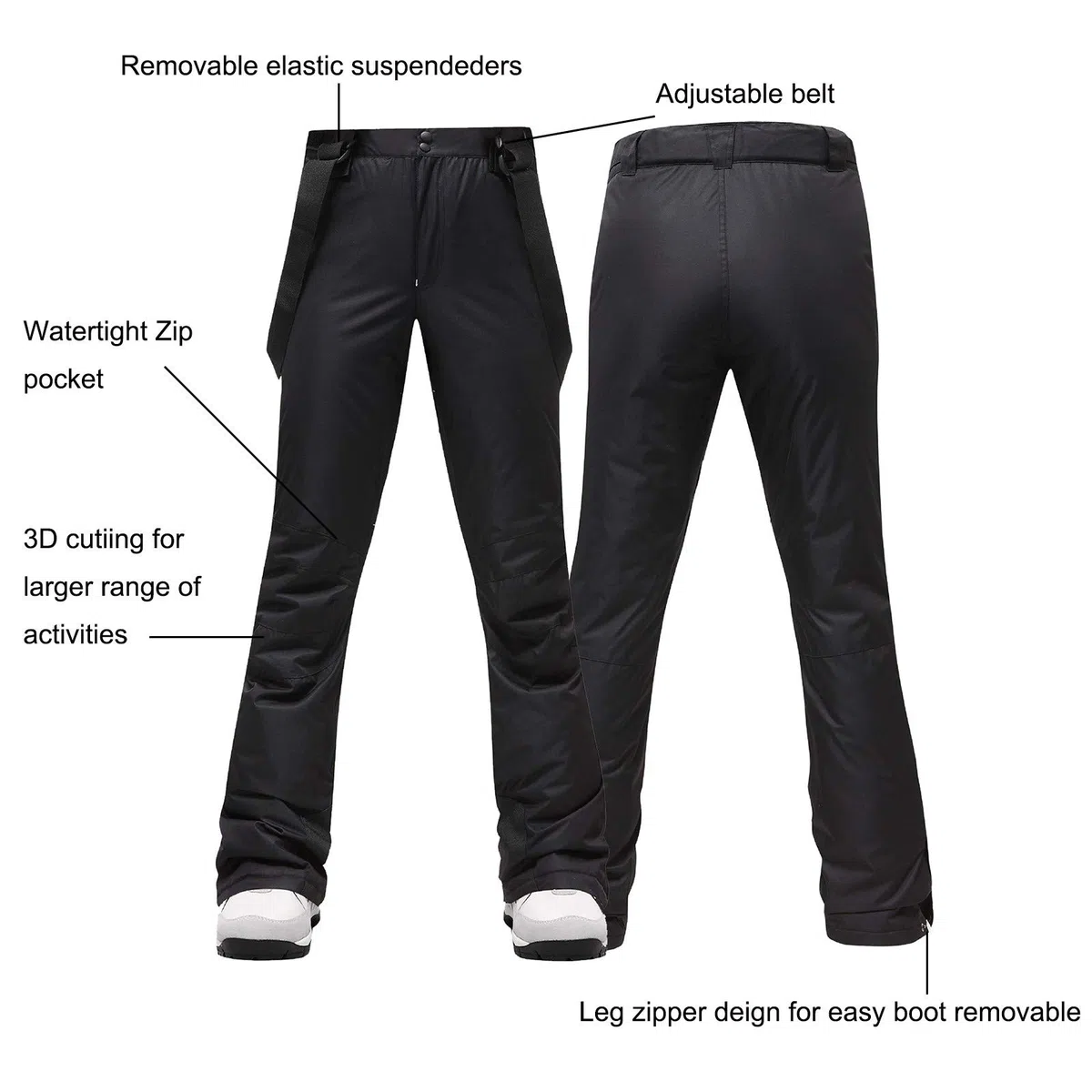 Pantaloni softshell da donna, invernali, da neve, da donna, impermeabili, con spalline regolabili, a vita alta, con bottoni, per trekking, gamba larga, per attività all'aria aperta