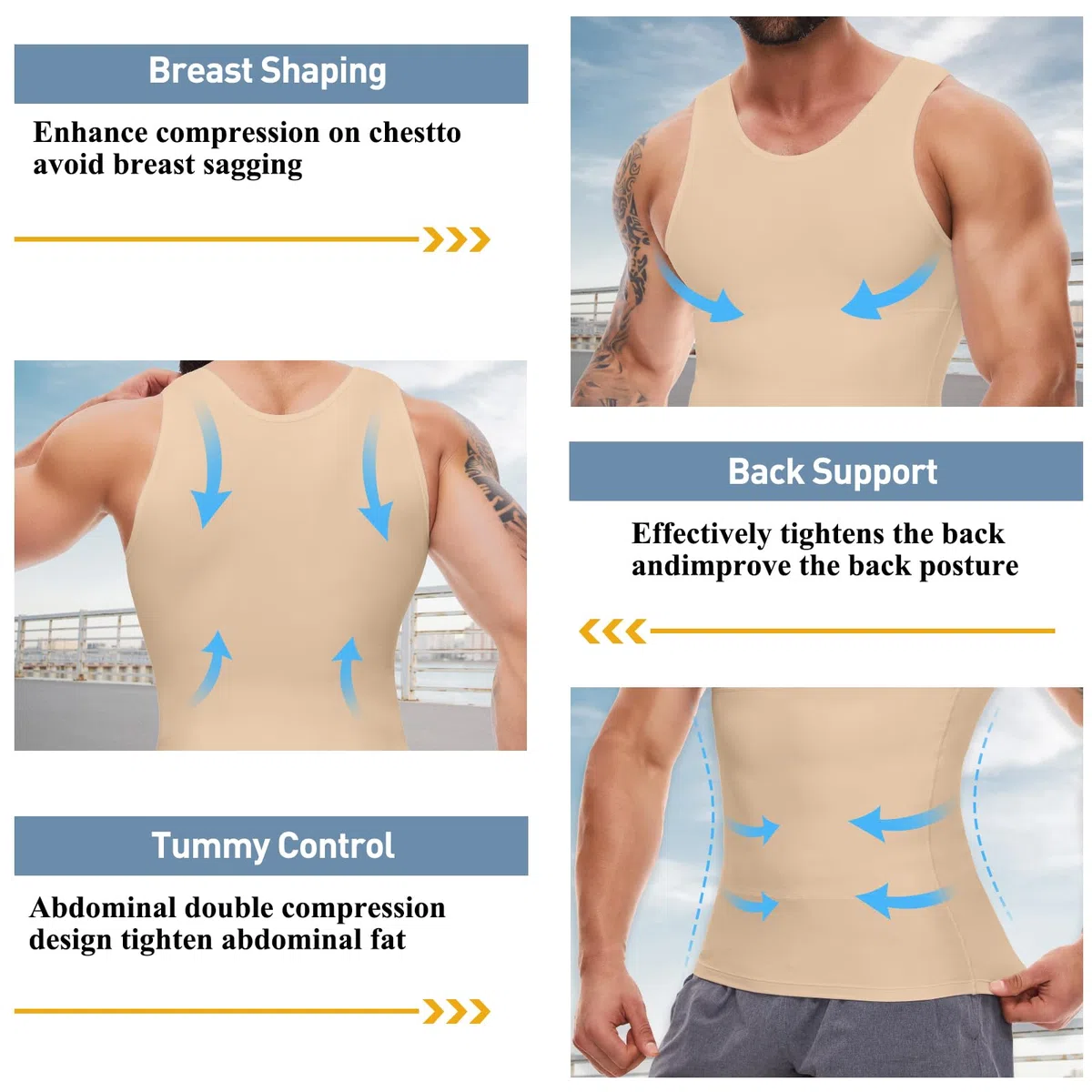 SLIMBELLE Canotta Contenitiva Uomo Elasticizzata Maglia Dimagrante Fascia Pancia Senza Maniche Palestra Shapewear