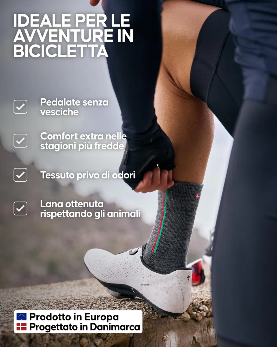 DANISH ENDURANCE Calze Uomo Lana Merino da Ciclismo, Calze Termiche Traspiranti Uomo e Donna, 2 Paia