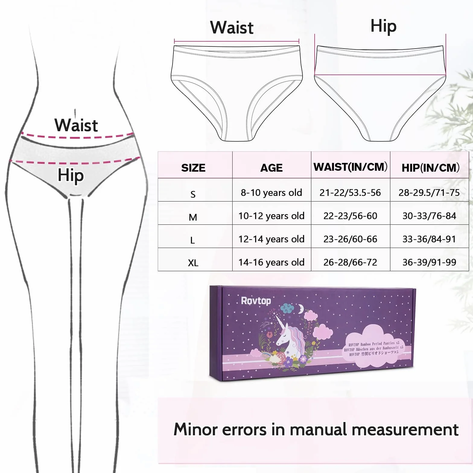 Rovtop Girls Menstrual Period Pants Teenager, Kids 5Pcs Soft Cotton Menstrual Briefs, Period Knickers Girls Leak-Proof, Clean And Washable, Teenage Menstrual Underwear for 8-16 Years Black