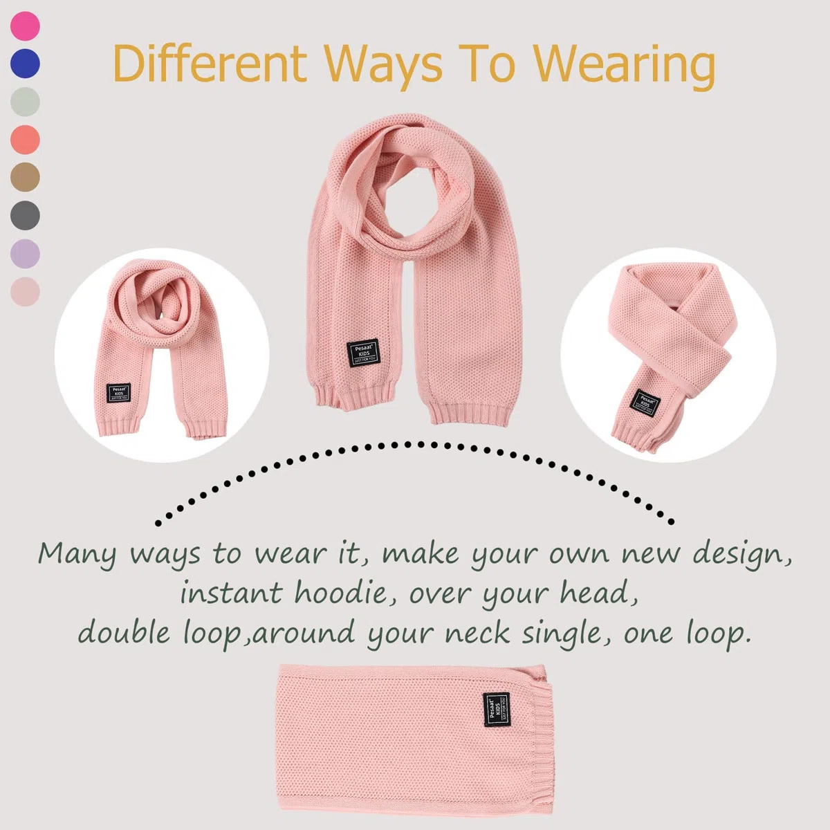 Pesaat Bambini Inverno Maglia Sciarpa Solido Caldo Collo Scaldacollo Bambino Morbido Lungo Sciarpe per Ragazzi Ragazze Collo Collo Ordito Autunno