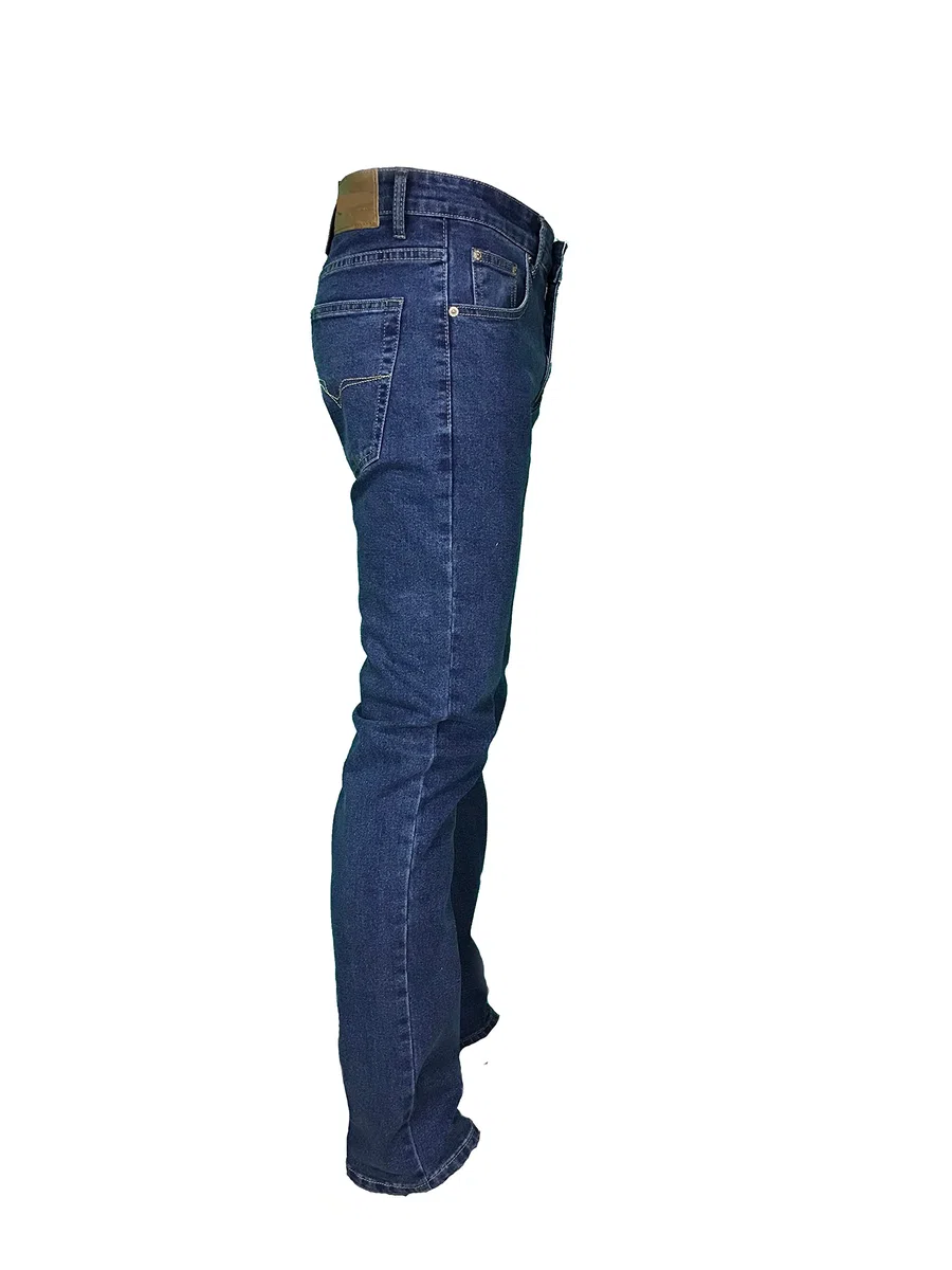 Jeans Uomo 5 Tasche Denim Regular Fit Gamba Dritta Elasticizzato Vita Alta
