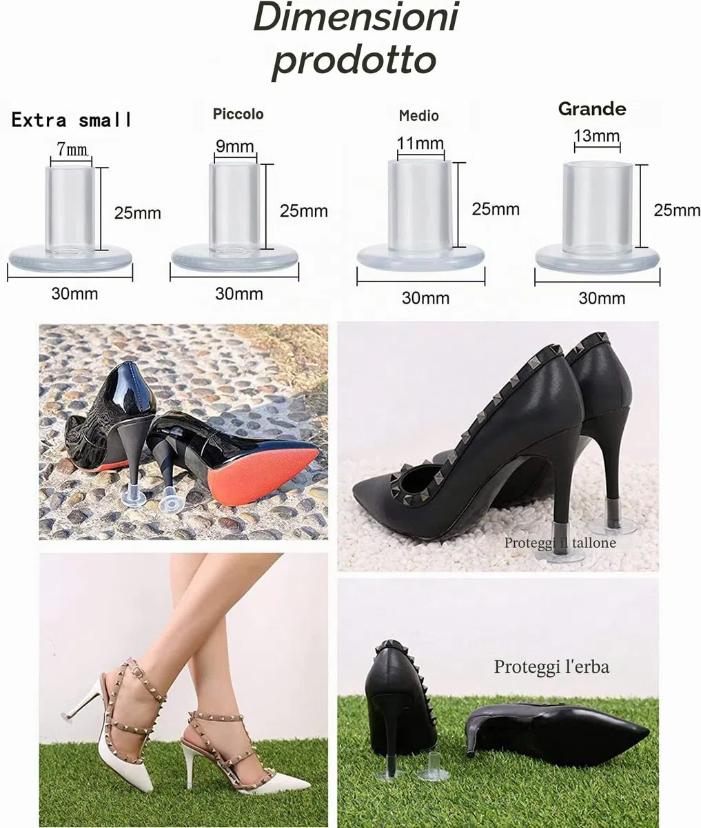 MEISO 20 Paia Salvatacchi Proteggi Tacchi Donna, Salvatacchi Matrimonio, 4 Dimensioni Salvatacco, Proteggi Scarpe Tacco a Spillo Erba, per Matrimoni, Attività All'aperto （Trasparente）