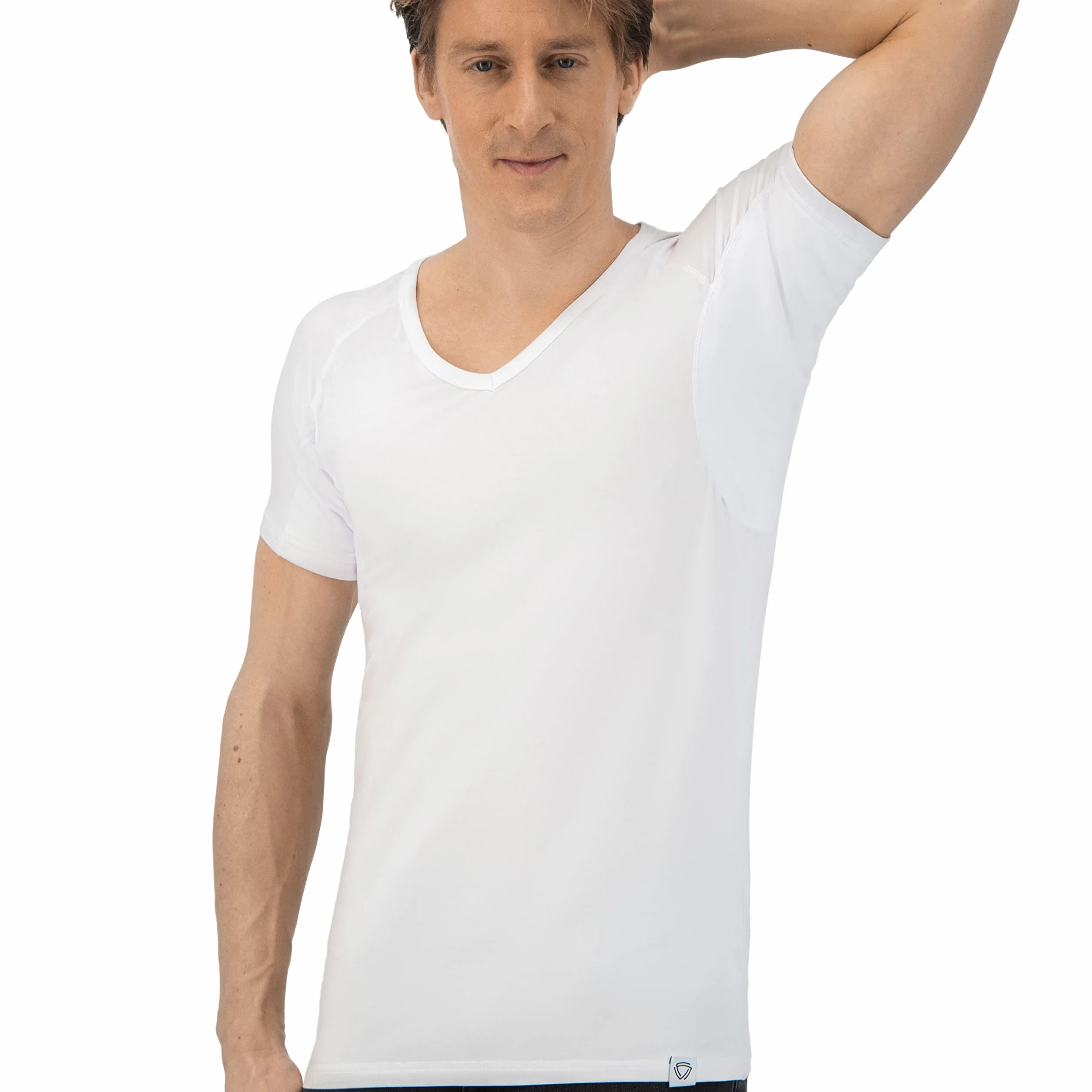Anti Sudore Shirt - Maglietta Anti-Macchia - Canottiera Anti Sudore - con ArmPads PRO & Trattamento Argento - Uomo - Scollo a V