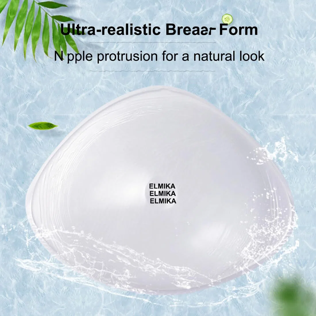 ELMIKA Inserto per reggiseno concavo in silicone, triangolare, per mastectomia, per nuoto e sorgenti termali, pezzo unico