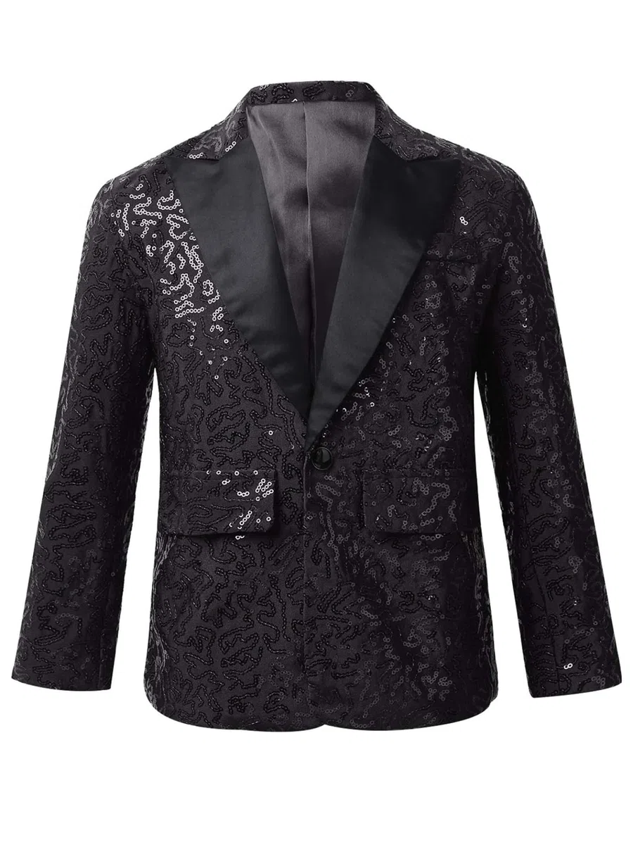 Bambino Ragazzi Blazer Giacca da Elegante con Paillettes Cappotto in Paillettes Formale Costume da Comunione Festa Partito Top Formale Battesimo