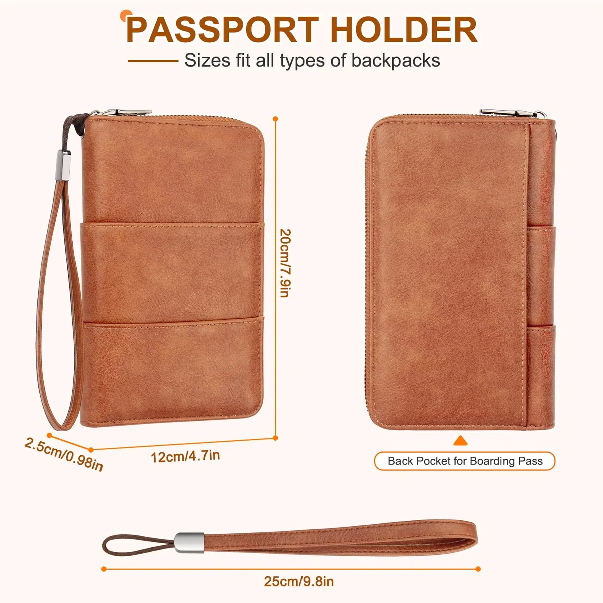 Portafoglio da Viaggio RFID, Porta Passaporto per Famiglia in Pelle PU, Portadocumenti da Viaggio con Cinturino Amovibile, Grande Capacità Custodia Passaporto, Organizer Portadocumenti