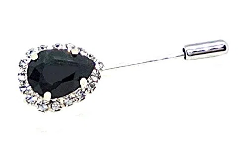 Spilla per Cravatta Nera da Uomo a Goccia Sposo Polsini E SPILLI per Cravatte Ascot Plastron Made in Italy