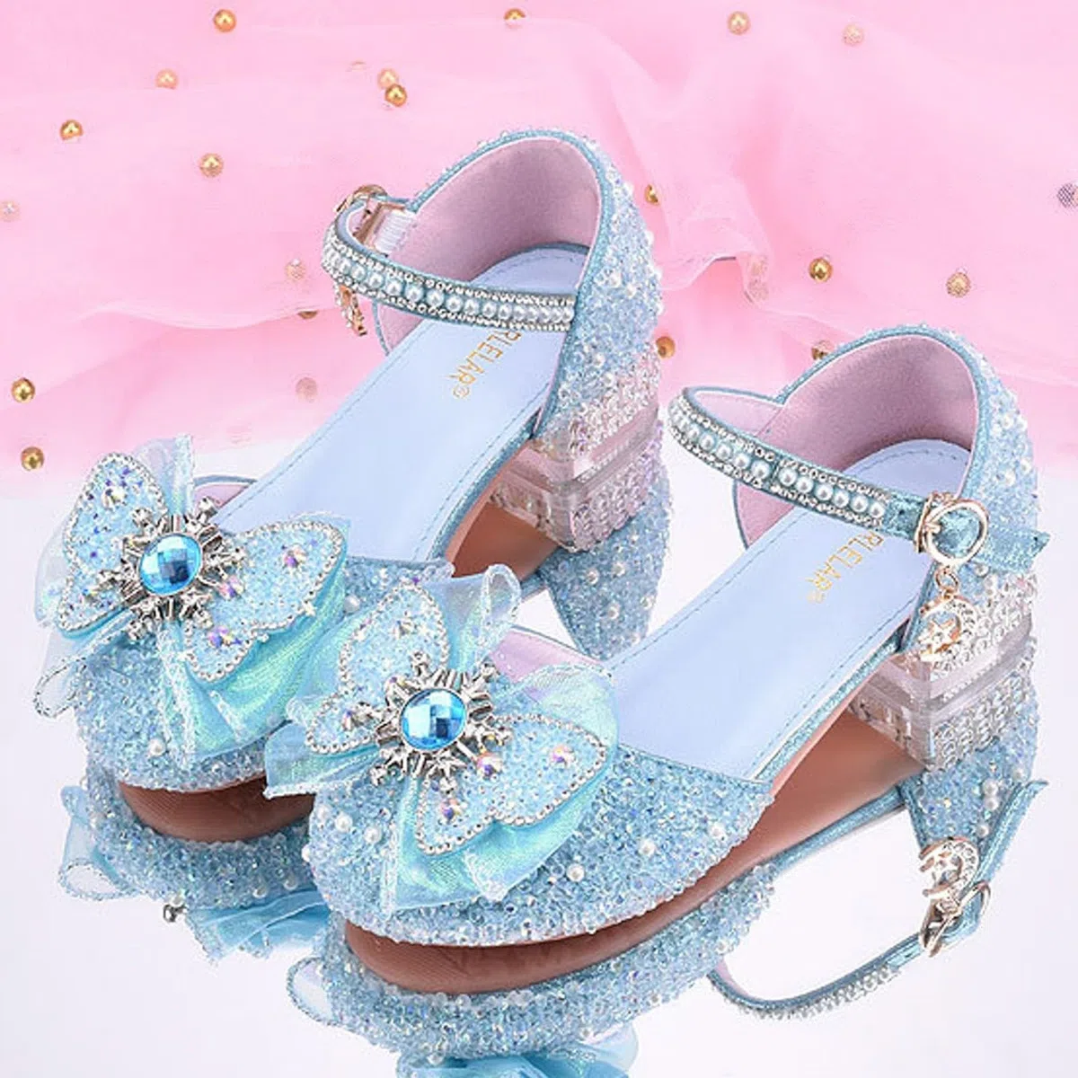 Scarpe Principessa Bambina Danza Tacco Basso Bambina Eleganti con Paillettes Basse con per Abito da