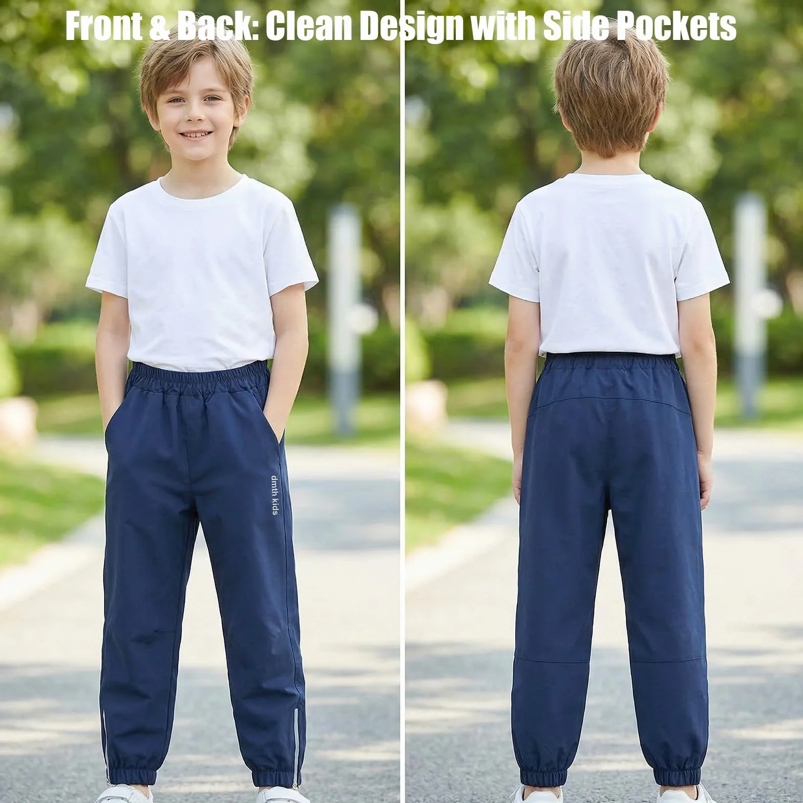 Pantaloni da Trekking per Bambini, Antivento Impermeabili Pantalone con Fodera a Rete Antipioggia Ragazzi Traspiranti Casual All'Aperto Autunno Primavera Abbigliamento 5-14 Anni