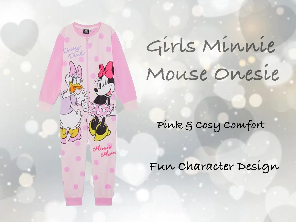 Disney Pigiama intero in pile, per bambine, prodotto ufficiale, con Minnie Mouse e Paperina, rosa, età 2-8 anni
