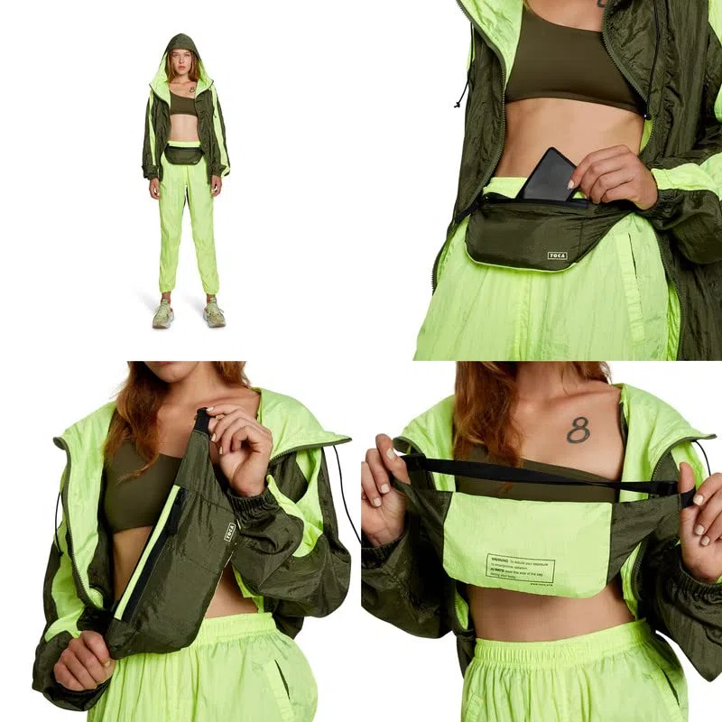 TOCA Elegante marsupio protettivo EMF, per uomo e donna, con cinturino regolabile, marsupio, borsa da viaggio, money belt, carta di blocco RFID, verde
