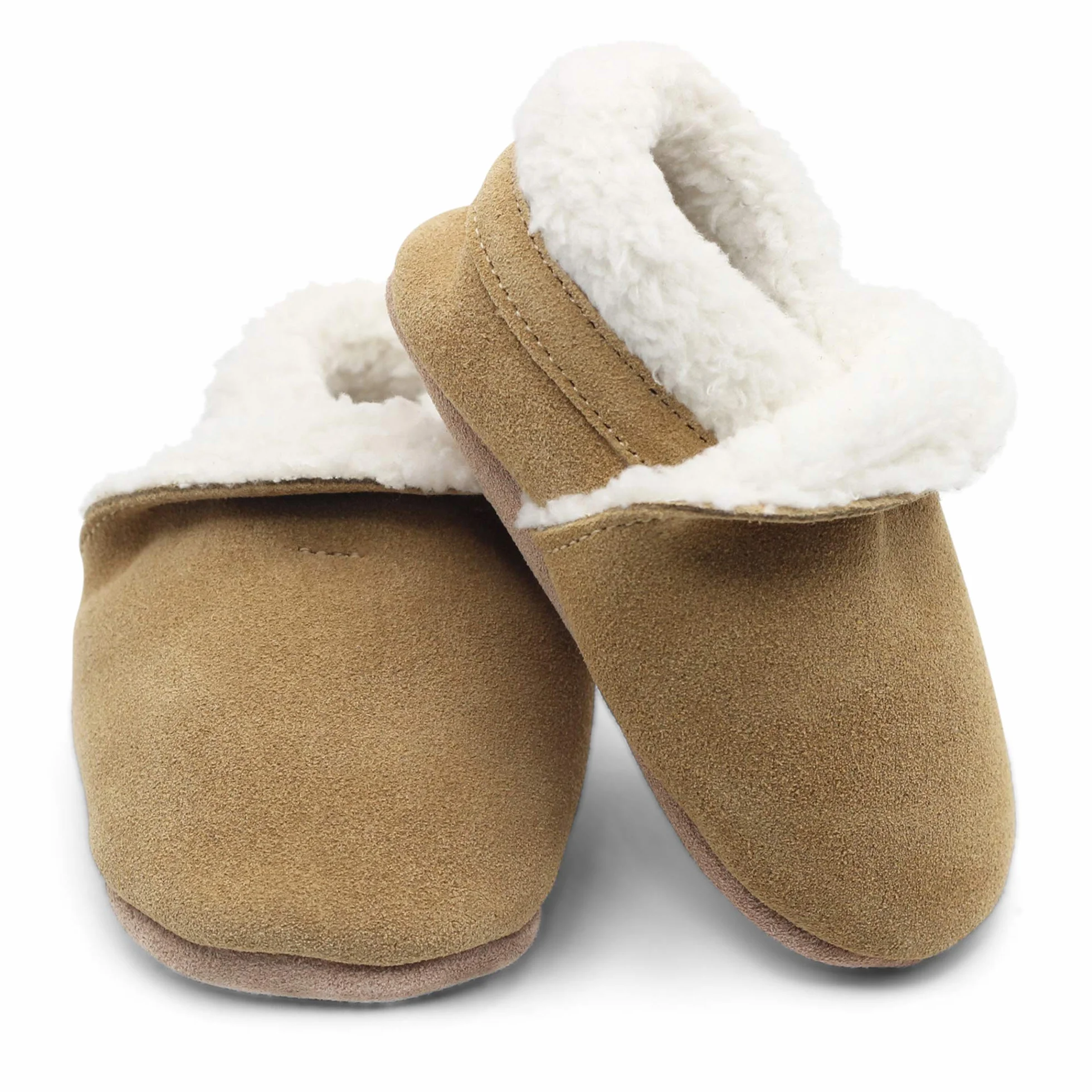 Dotty Fish Pantofole a Piedi Nudi in Pelle Scamosciata per Neonati e Bambini – Foderate in Pile, Antiscivolo, Leggere e Flessibili - Consigliate dai Podologi - 0–5 Anni