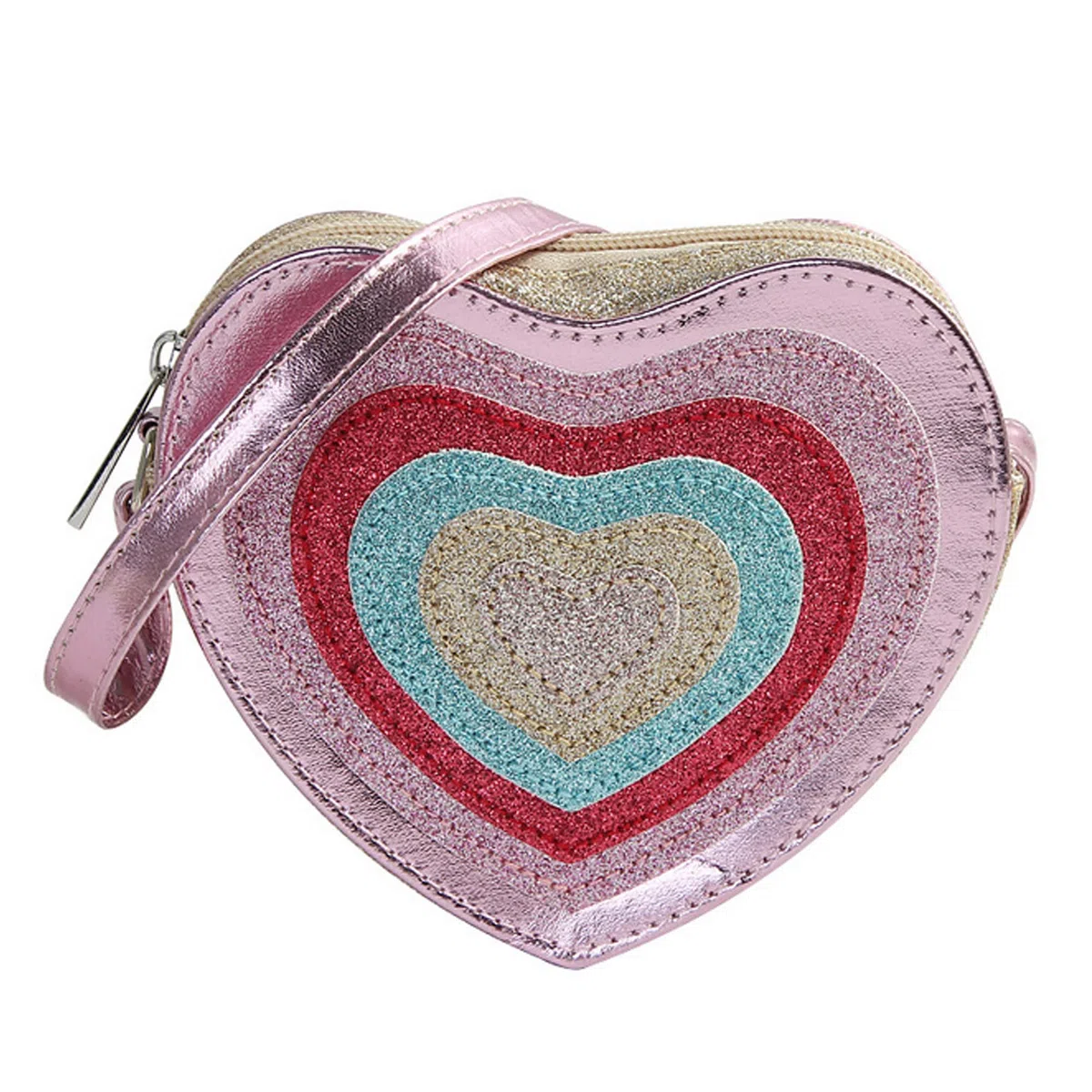 Milya DE - Borsa a tracolla in pelle PU a forma di cuore con fiocco principessa, mini borse, per bambini a tracolla