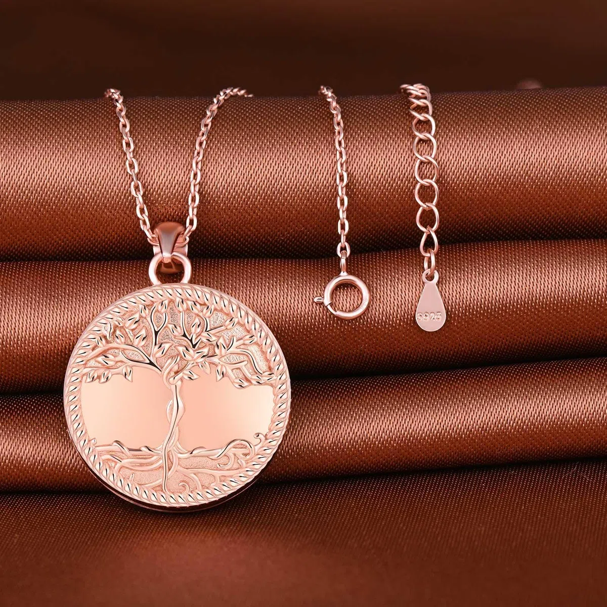 MicLee Collana Ciondoli Foto da Donna in Argento 925 Pendenti Medaglioni de Fotografico Moda Collane Rotonda con Albero della Vita Ciondolo Apribile Argento