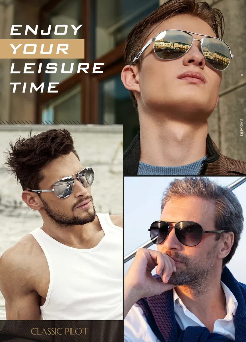 GQUEEN Occhiali da Sole da Uomo Polarizzati Premium Al-Mg Specchio Cardini a Molla Pilota UV400,MOS1