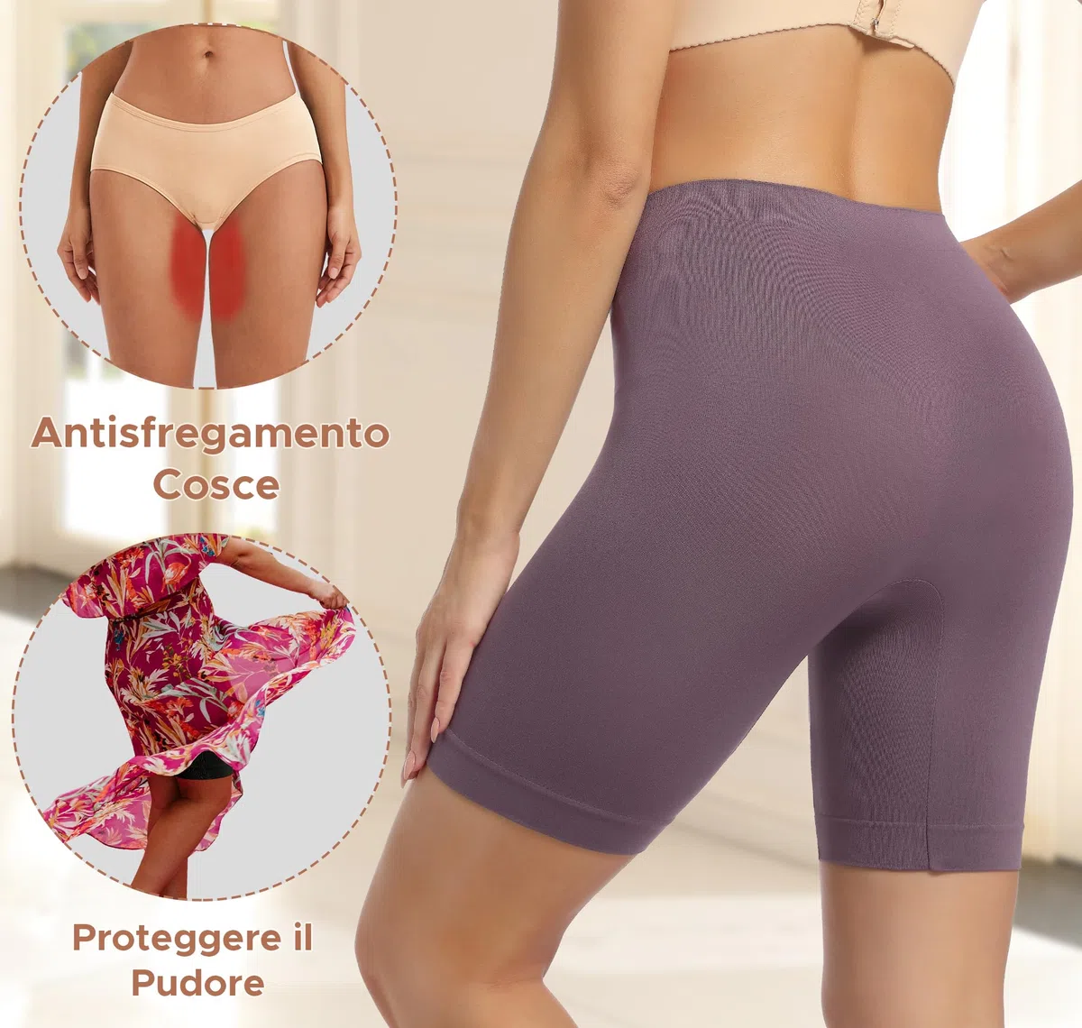 INNERSY Pantaloncini Sottogonna Donna Antisfregamento Leggings Corti Mutande Senza Cuciture Pacco da 3