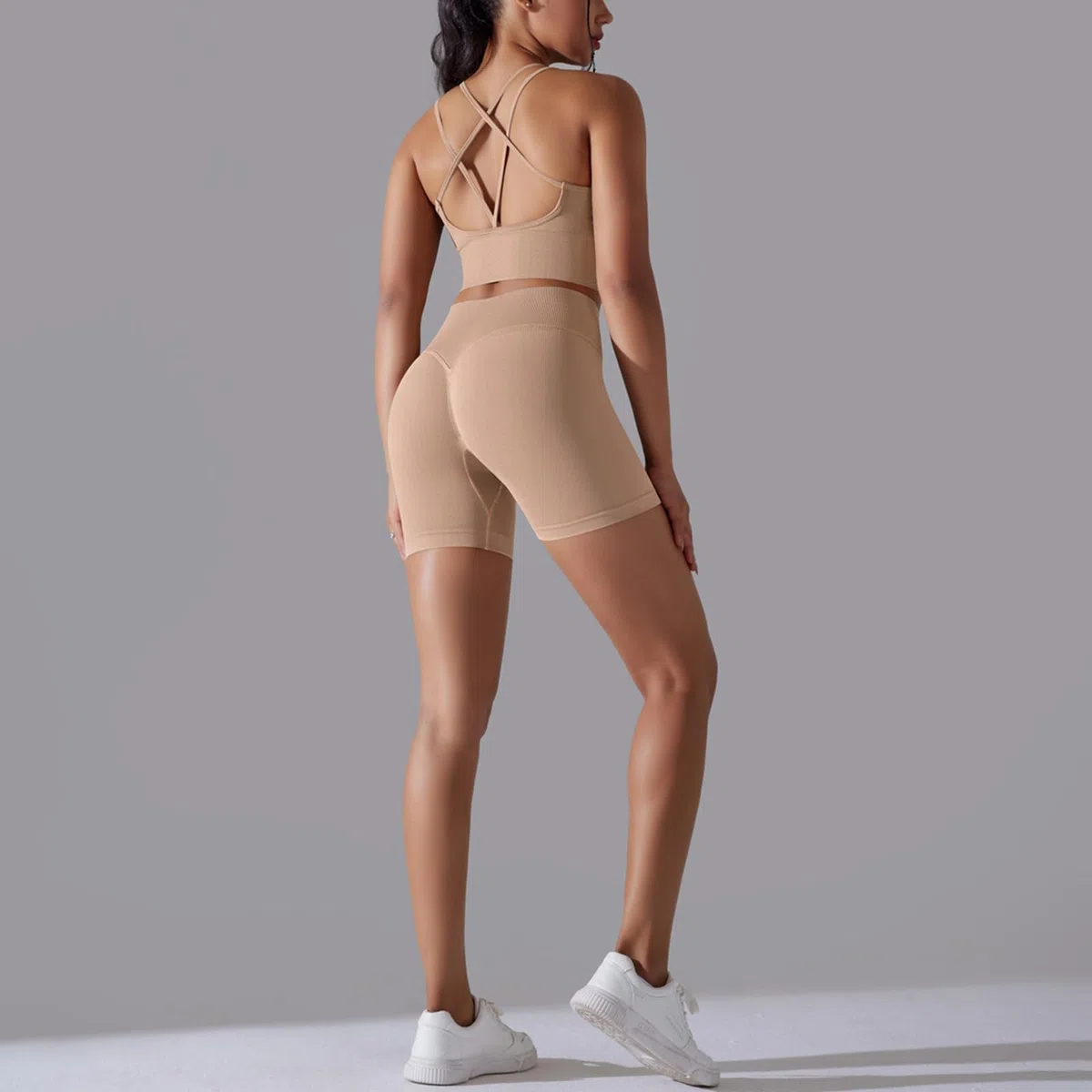 Tuta sportiva da donna, 2 pezzi, tuta da jogging, pantaloni e sport crop top workout set con crossover a vita alta