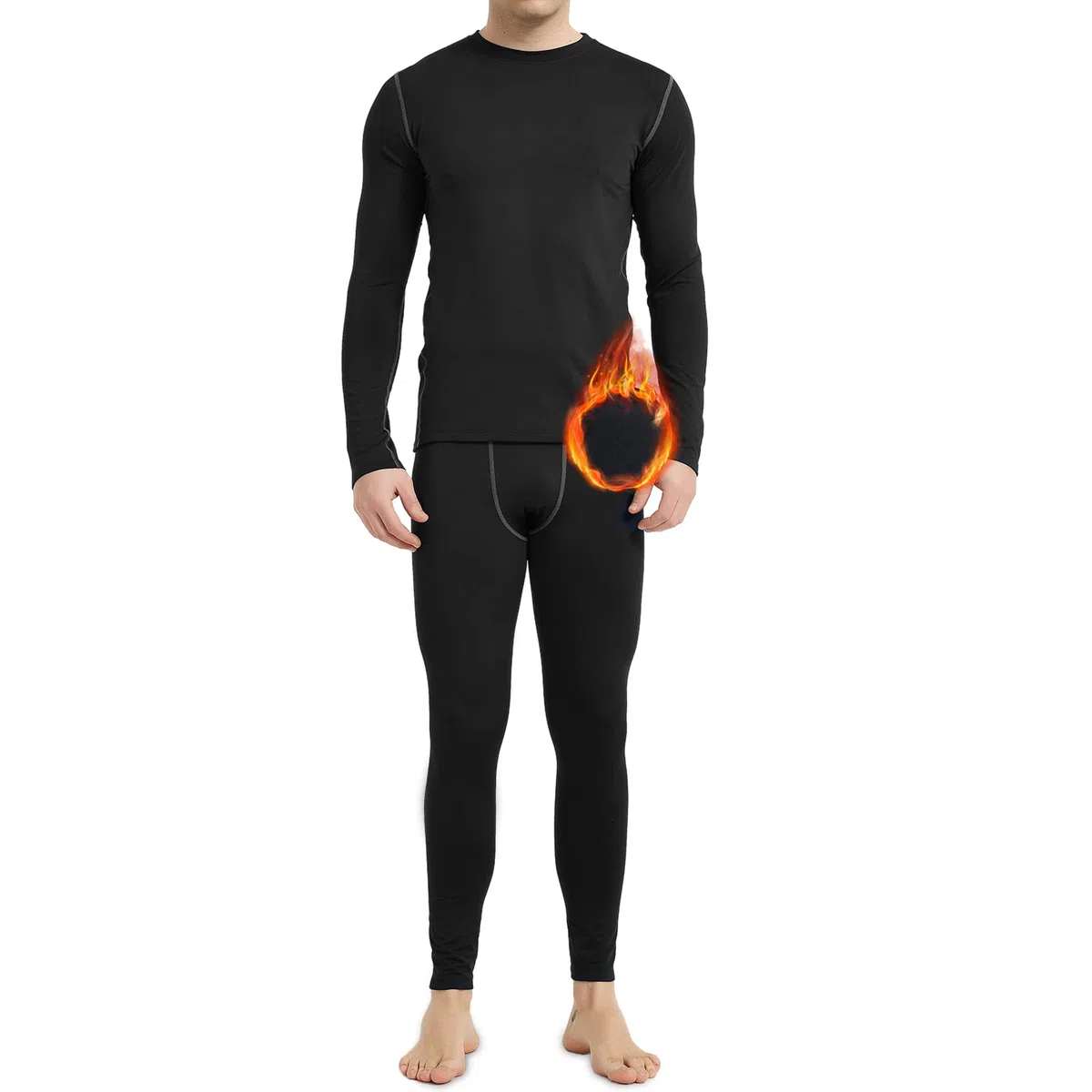 Arcweg Set Intima Termica Uomo Fodera in Pile Traspirante Calzamaglia Abigliamento Biancheria Intima Termica Elastica Maglia Calda Manica Lunga Tuta Inverno Pantalone Calcio Sci Running