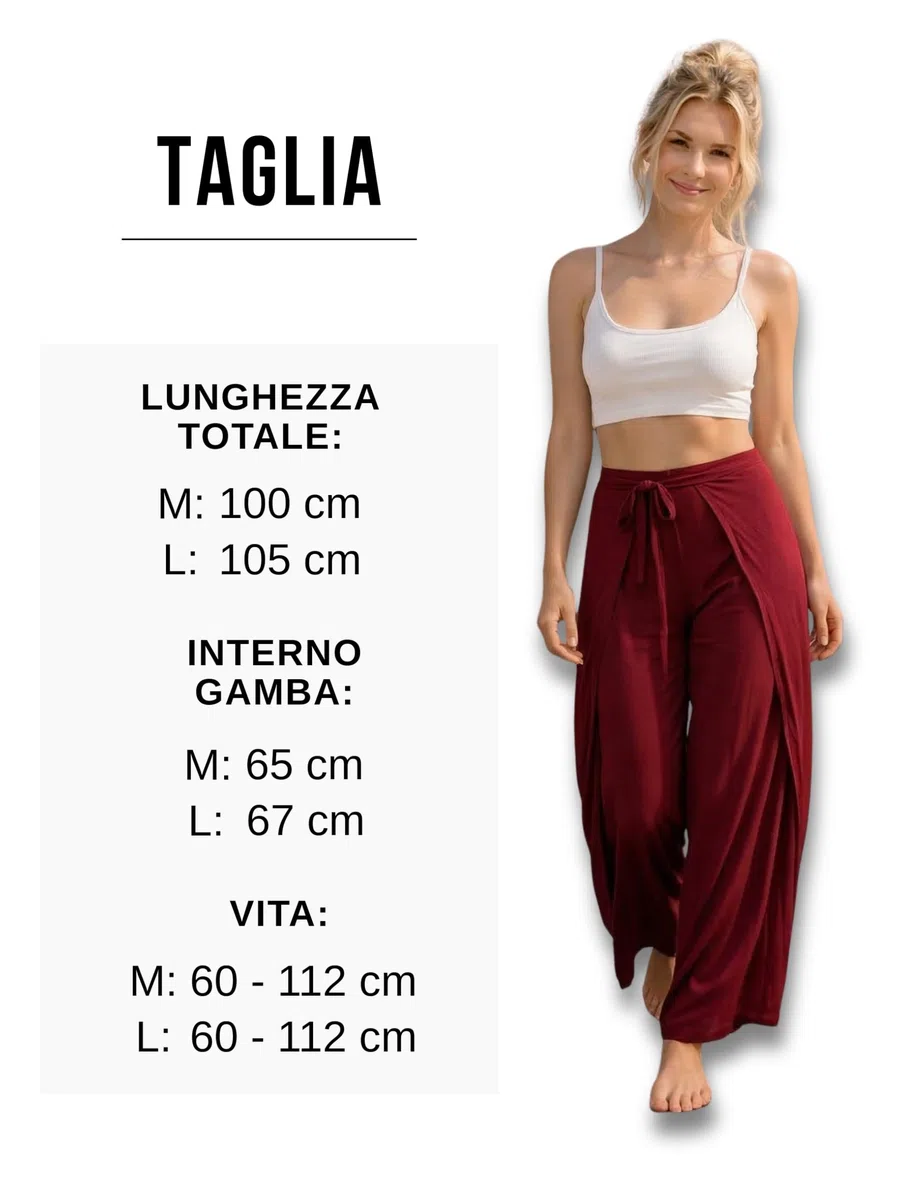 PANASIAM Gonna Pantalone Donna - Pantaloni a Portafoglio Palazzo Eleganti Ampi in Viscosa Tinta Unita - Pantaloni Estivi Leggeri e ariosi Stile Boho - Taglio Dritto - Sunshine Pants