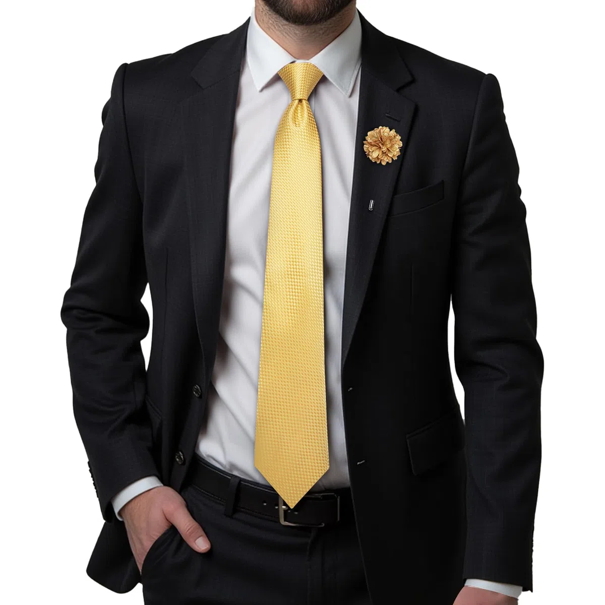 Hi-Tie Cravatta da uomo in seta e gemelli quadrati da taschino set spilla jacquard cravatta da matrimonio aziendale per formale