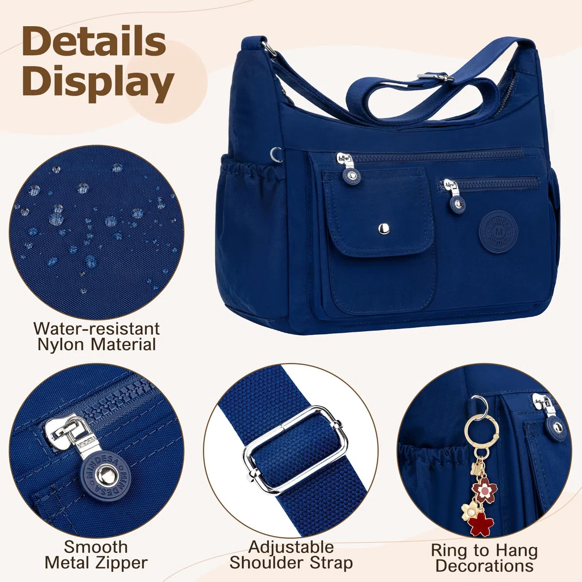 Borsa Tracolla Donna Nylon Borse Donna Tracolla Impermeabile Grande Borsa Multitasche Crossbody Bag Messaggero Borse Casuale Borsetta a Spalla per Lavoro Sportiva Viaggio Scuola