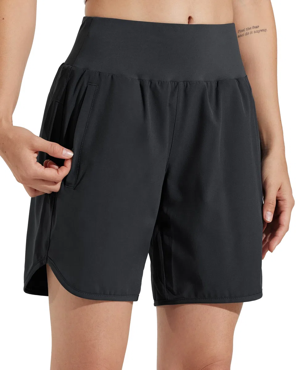 Libin Pantaloncini Sportivi Donna Running Shorts da 7'' con Fodera Esercizio di Allenamento Quick Dry Sport Jogging Shorts con Tasche Cerniera