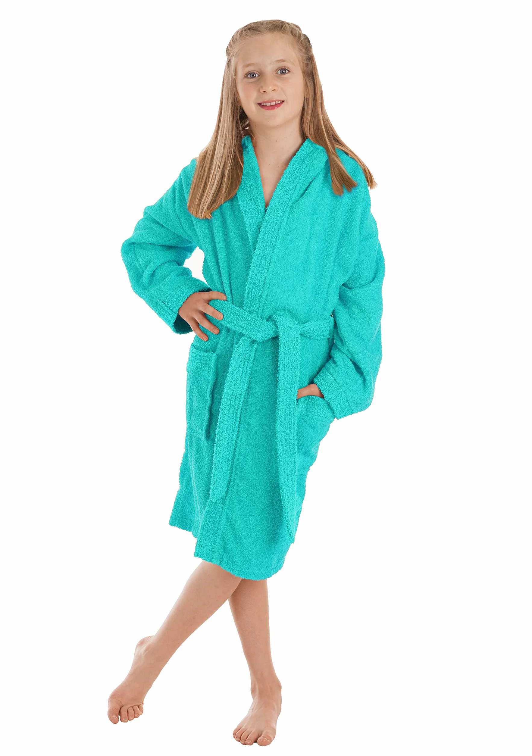 LEBENGOOD Accappatoio per Bambino e Bambina : Ragazzo e Ragazza, Unisex - 100% Cotone OEKO-TEX® Accappatoio Spugna- 2 Tasche, Cintura, Cappuccio