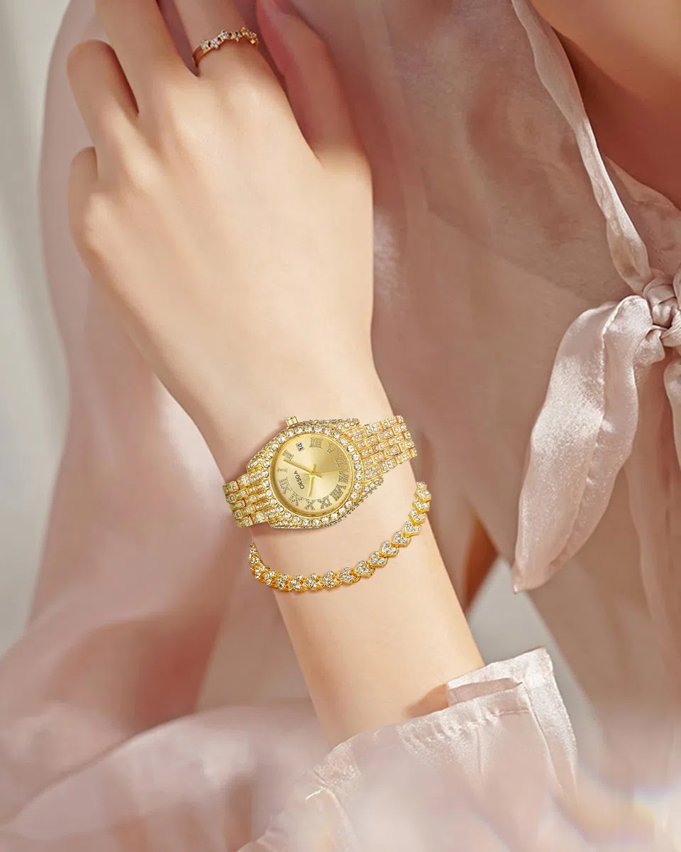 CIVO Orologio Donna Acciaio Inossidabile: Oro Argento Impermeabile Orologi con Calendario Luminosi - Analogico Affari Classico Set Regali per Eleganti Donna