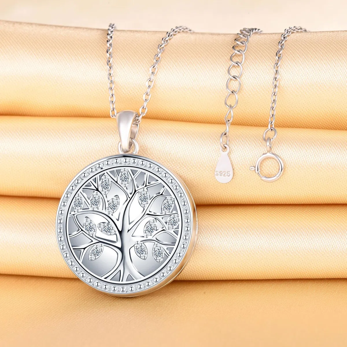 Collana Foto Personalizzata in Argento 925 Medaglione Albero della vita per Donna, Ciondolo Albero Portafoto con Zirconi, Regalo Gioielli per Madre Figlia Fidanzata