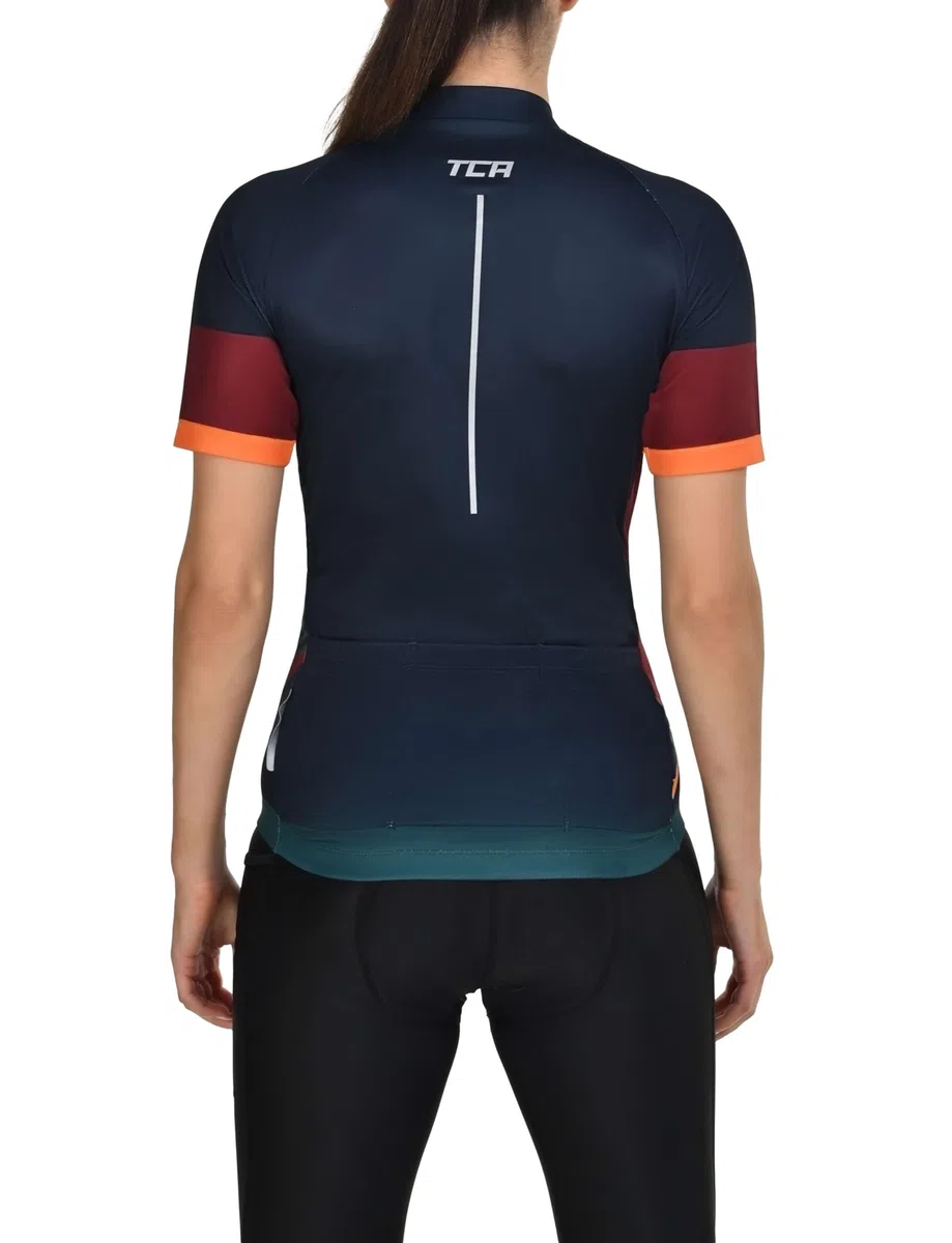 TCA Maglia da Ciclismo da Donna Maglia Leggera a Maniche Corte per Bicicletta – Fit Atletico con 3 Tasche Posteriori per Ciclismo