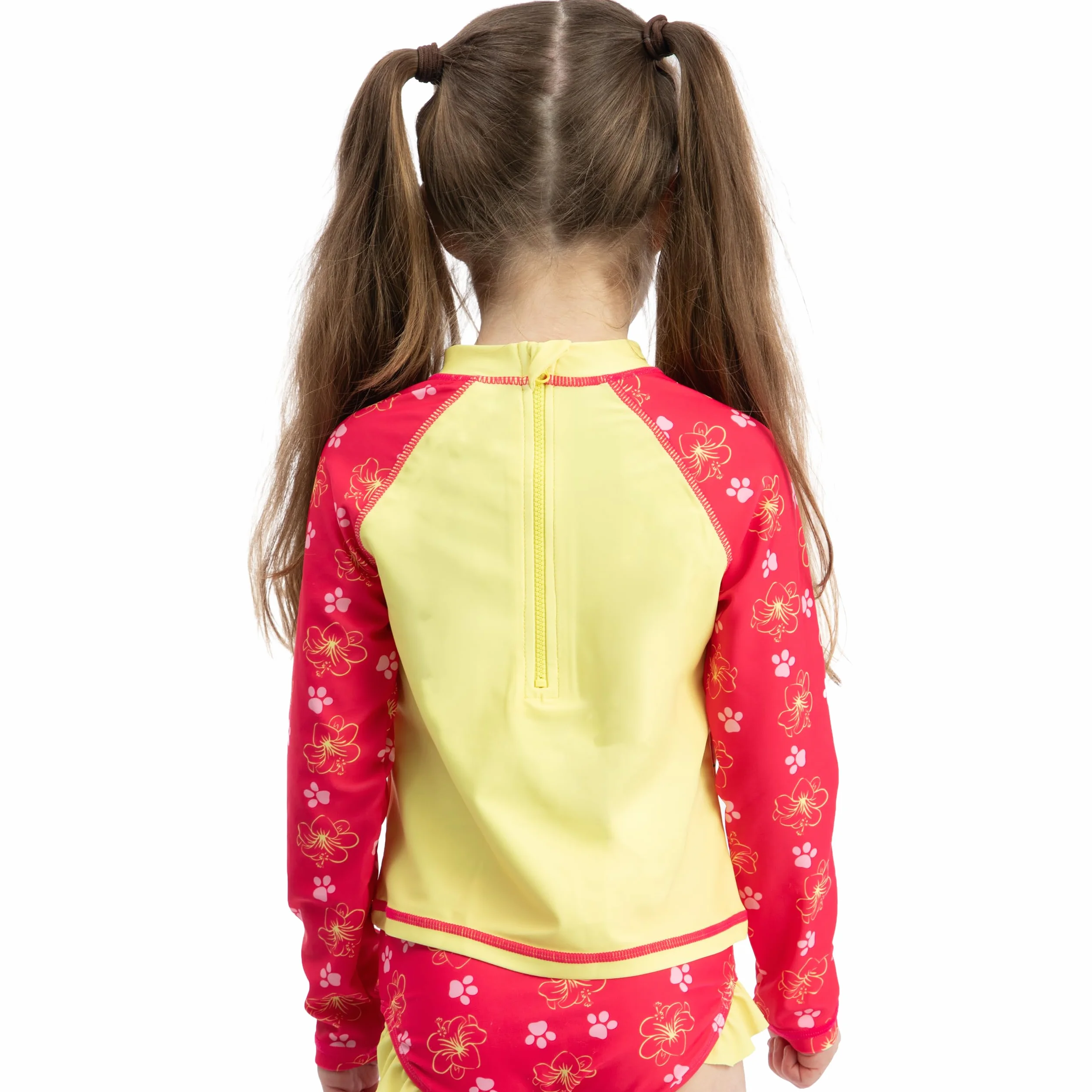 Paw Patrol Costume da Bagno Bambina 2 Pezzi, Costume Piscina Bambina Maniche Lunghe, Paws in Paradise Set Costumi Nuoto