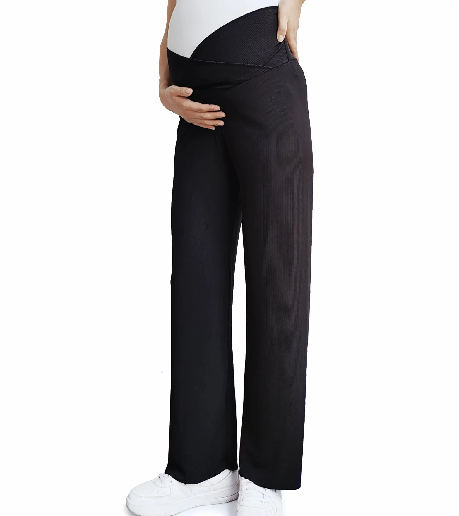 Pantaloni Premaman Gamba Larga, Pantaloni Lunghi Larghi Casual da Gravidanza Donna, Pantalone Premaman per Lavoro Pantaloni da Atletici Comodi