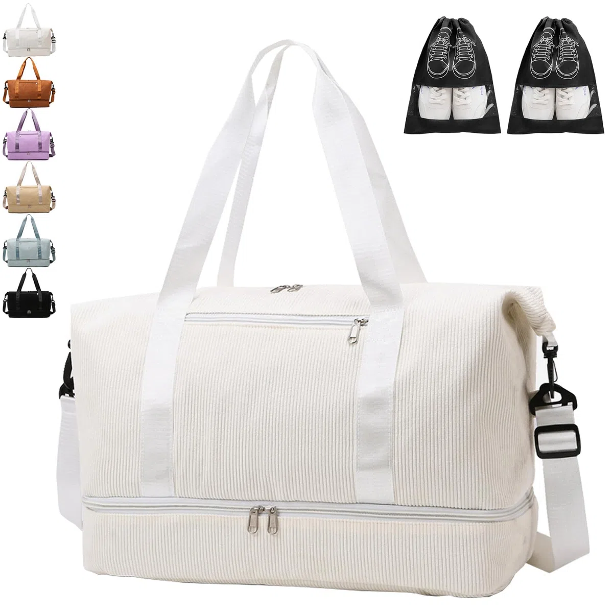 YOUYIKE Borsone da Viaggio Donna Borsa 40x30x20 con 2 Pezzi Borse per Scarpe Scomparto Scarpe Viaggio Pieghevole Separazione a Secco e a Umido Borsa Piscina Palestra Weekend Aereo Bagaglio Sportiva | borsa da viaggio 40l