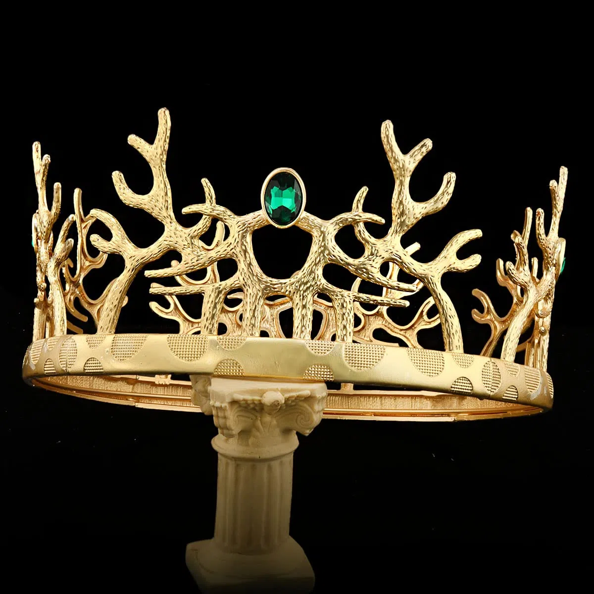 Corona di re medievale retrò corna rotonda per matrimonio, compleanno, concorso Cosplay partito Halloween