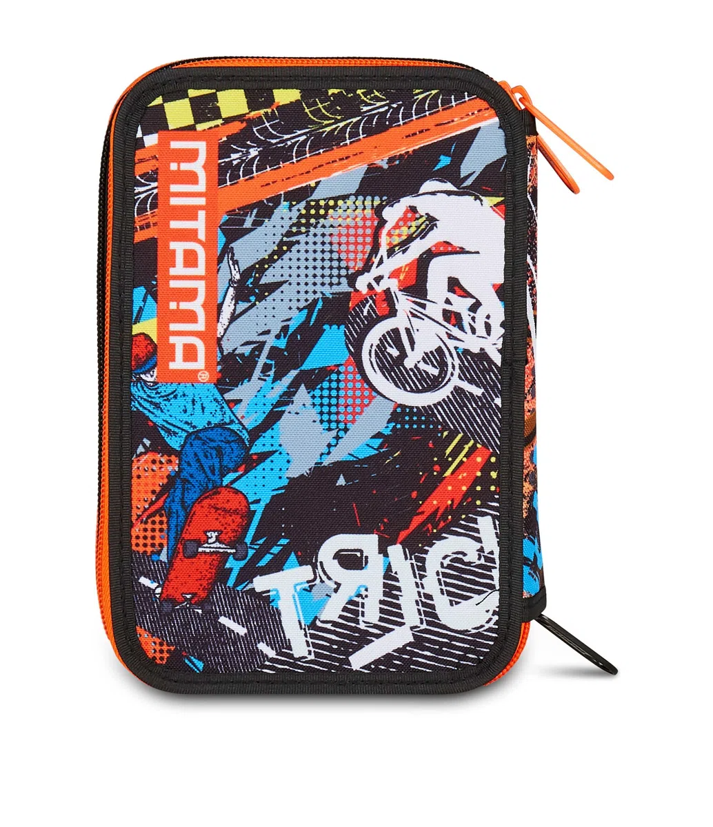Mitama Astuccio Scuola 3 Scomparti, TRIPLO DOUBLE BALL, Contenuto 47 pz, Completo di Matite, Pennarelli, Portapenne Scuola Elementare Bambino