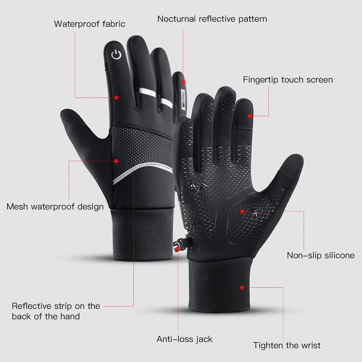Vilico Guanti Invernali Termici Donna,Guanti Ciclismo Invernali Uomo,Guanti Moto Donna Invernali,Cálidos e Antiscivolo Touch,Utilizzati per Biciclette,Corsa
