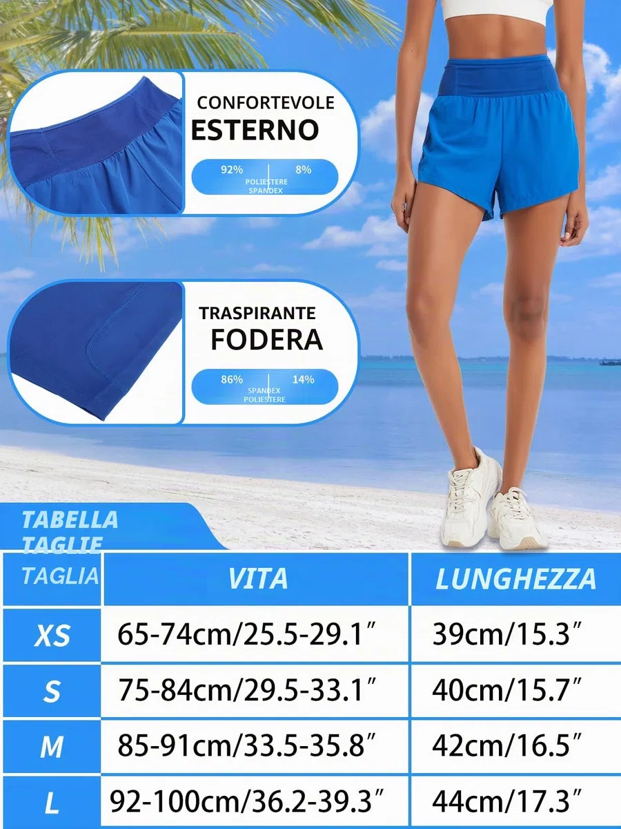 Pantaloncini Running Donna 2 in 1 Pantaloncini Donna Sportivi Shorts Donna Sportivi con 5 Tasche Pantaloncini Tennis