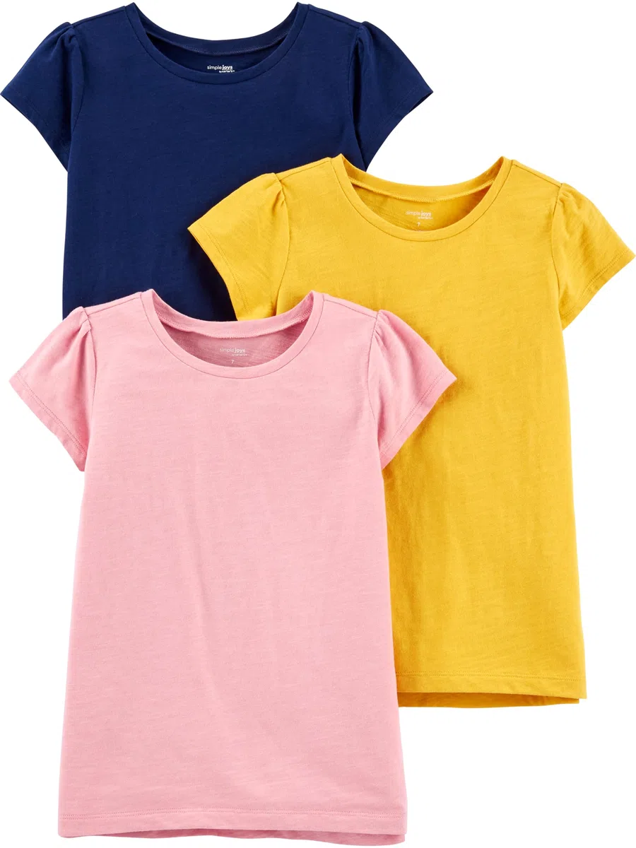 Simple Joys by Carter's Short-Sleeve Shirts And Tops, Pack of 3 T-Shirt Bambine e Ragazze (Pacco da 3)