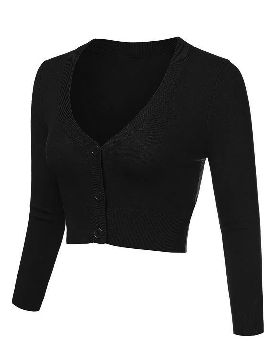 Aottori Coprispalle Donna Elegante Cardigan Corto Maniche Lunghe Bolero a Maglia con Bottoni Giacca Leggero Scollo a V Matrimonio per Primavera Autunno