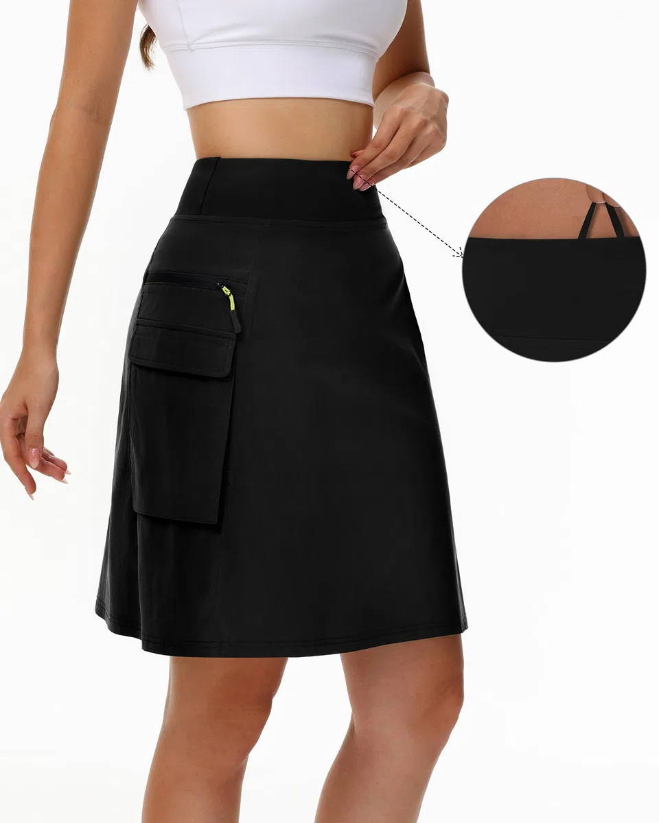 Kimmery Gonna cargo da donna ad asciugatura rapida, con 5 tasche, a vita alta, per escursioni casual