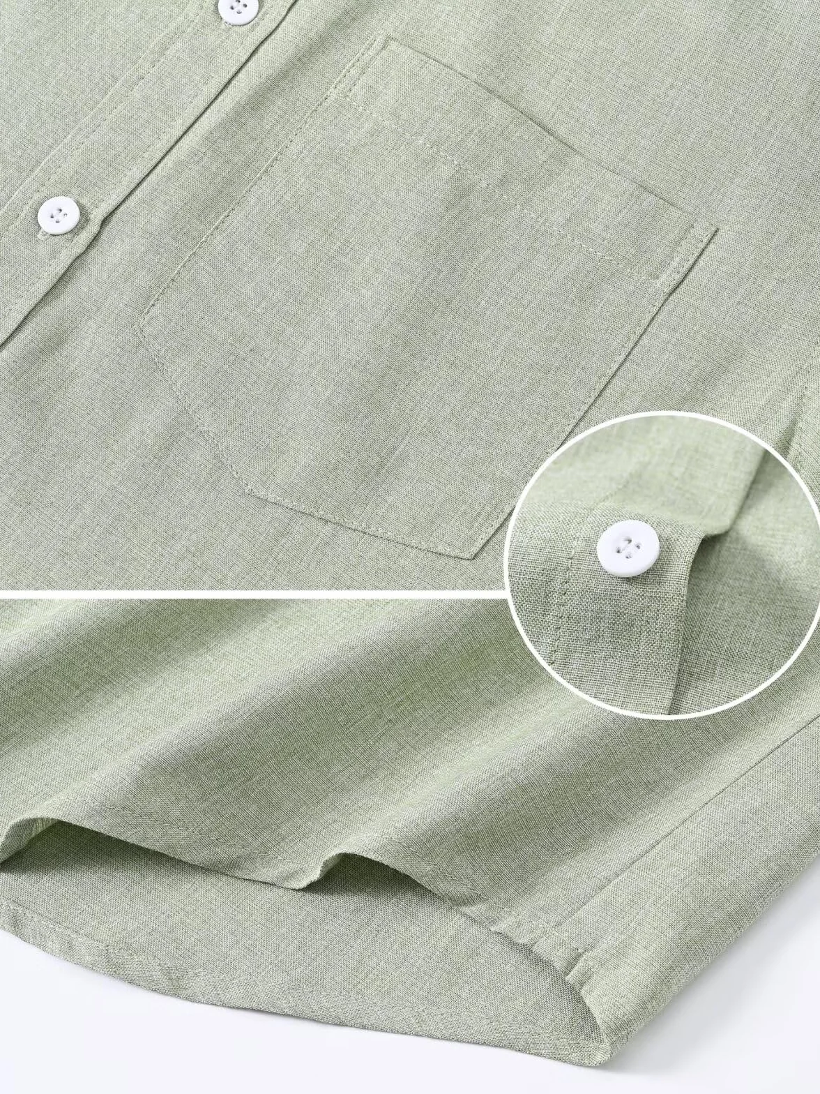 Camicia Lino Uomo Manica Corta Estiva Casual con Taschino