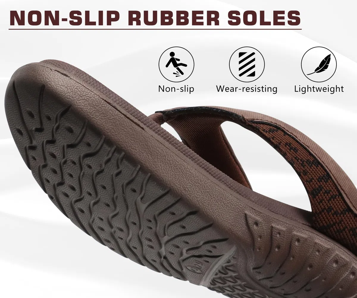 ONCAI Infradito Sandali Infradito in Pelle da Uomo Arch Support Scivoli Sportivi Pantofole con Suola in Schiuma Yoga